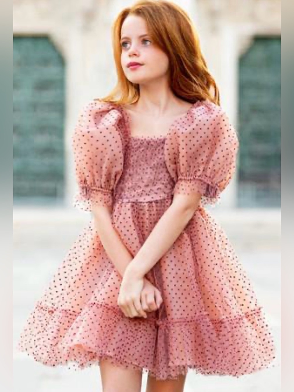 Mia JOY Pink Polka Dot Tulle Dress / Size:14 / Item# 1-31370